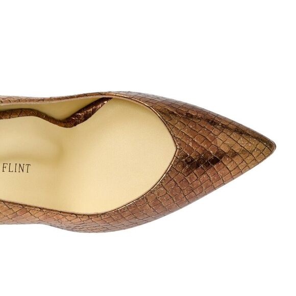 Sarah Flint Sequel Perfect Pump 85 Gold Snake Embossed Leather Heel Size 8.5 - Picture 3 of 7